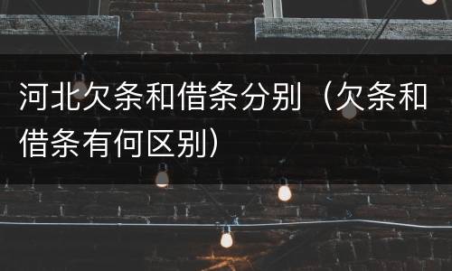 河北欠条和借条分别（欠条和借条有何区别）