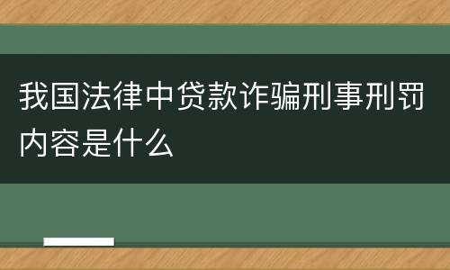 我国法律中贷款诈骗刑事刑罚内容是什么