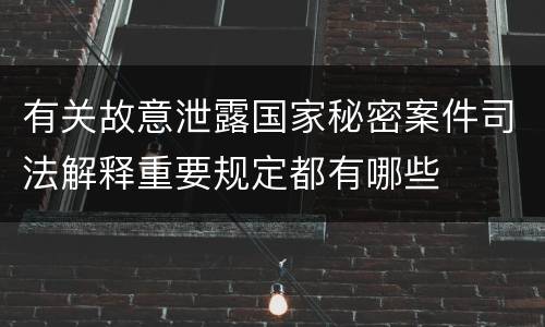 有关故意泄露国家秘密案件司法解释重要规定都有哪些