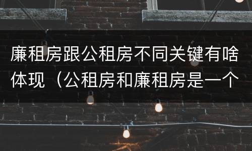 廉租房跟公租房不同关键有啥体现（公租房和廉租房是一个意思吗）