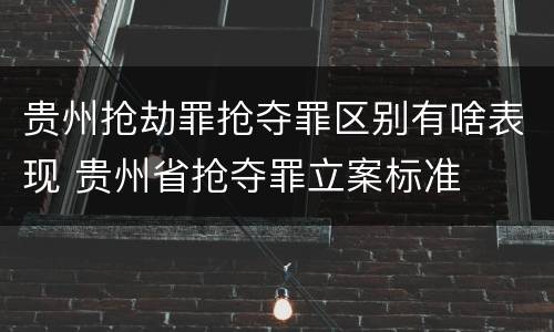 贵州抢劫罪抢夺罪区别有啥表现 贵州省抢夺罪立案标准