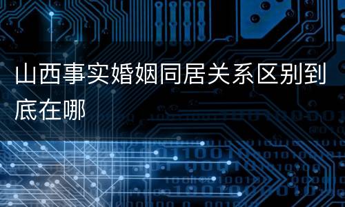 山西事实婚姻同居关系区别到底在哪