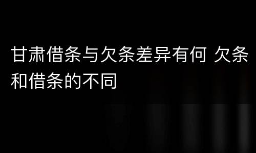 甘肃借条与欠条差异有何 欠条和借条的不同