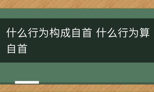 什么行为构成自首 什么行为算自首