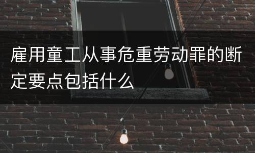 雇用童工从事危重劳动罪的断定要点包括什么