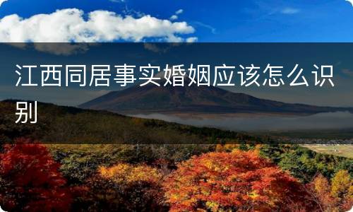 江西同居事实婚姻应该怎么识别