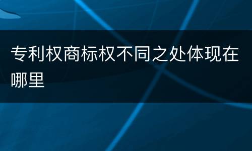 专利权商标权不同之处体现在哪里