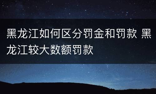 黑龙江如何区分罚金和罚款 黑龙江较大数额罚款