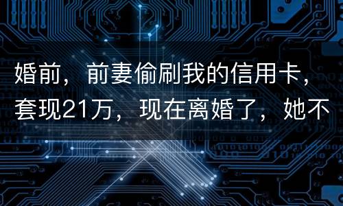 婚前，前妻偷刷我的信用卡，套现21万，现在离婚了，她不愿意还这个钱，我能起诉吗