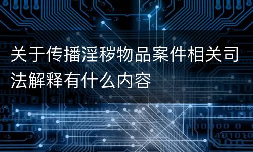 关于传播淫秽物品案件相关司法解释有什么内容