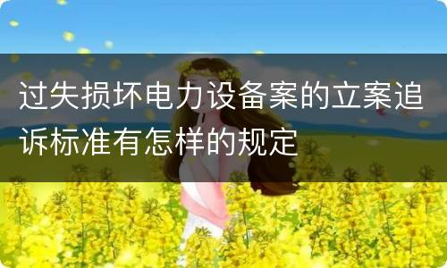 过失损坏电力设备案的立案追诉标准有怎样的规定