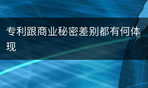 专利跟商业秘密差别都有何体现