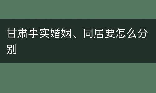 甘肃事实婚姻、同居要怎么分别