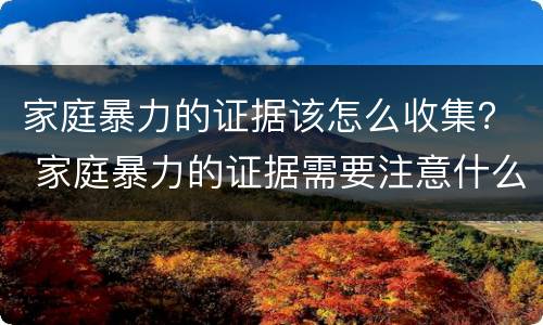 家庭暴力的证据该怎么收集？ 家庭暴力的证据需要注意什么问题