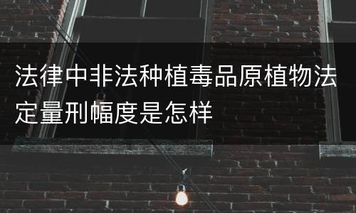 法律中非法种植毒品原植物法定量刑幅度是怎样