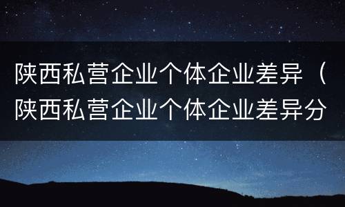 陕西私营企业个体企业差异（陕西私营企业个体企业差异分析）