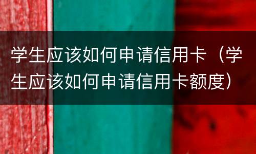 学生应该如何申请信用卡（学生应该如何申请信用卡额度）