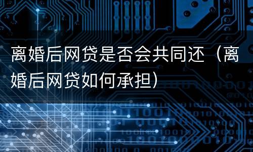 离婚后网贷是否会共同还（离婚后网贷如何承担）