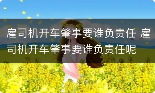 雇司机开车肇事要谁负责任 雇司机开车肇事要谁负责任呢