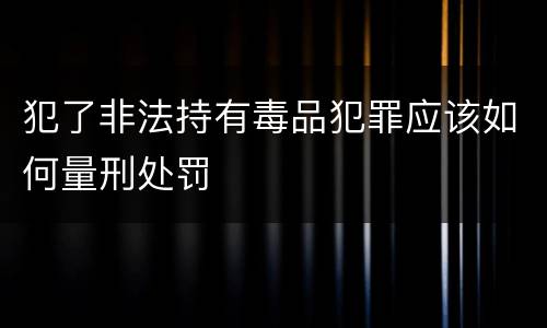 犯了非法持有毒品犯罪应该如何量刑处罚