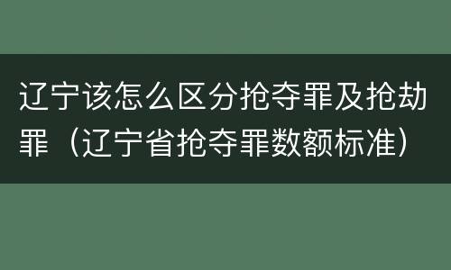 辽宁该怎么区分抢夺罪及抢劫罪（辽宁省抢夺罪数额标准）