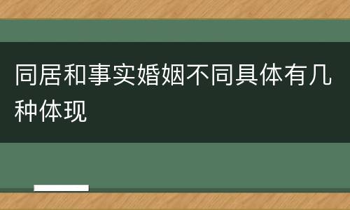 同居和事实婚姻不同具体有几种体现