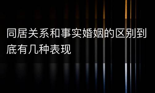 同居关系和事实婚姻的区别到底有几种表现