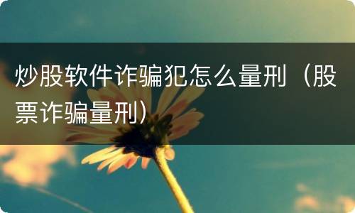 炒股软件诈骗犯怎么量刑（股票诈骗量刑）