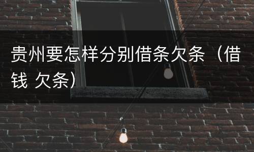 贵州要怎样分别借条欠条（借钱 欠条）