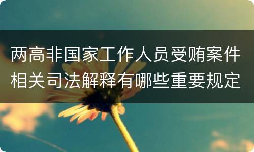两高非国家工作人员受贿案件相关司法解释有哪些重要规定