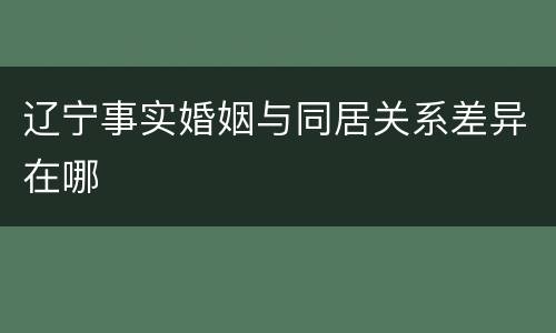 辽宁事实婚姻与同居关系差异在哪
