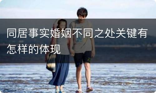 同居事实婚姻不同之处关键有怎样的体现
