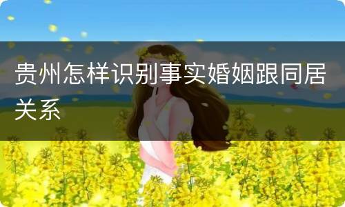贵州怎样识别事实婚姻跟同居关系