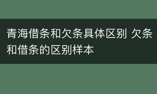 青海借条和欠条具体区别 欠条和借条的区别样本