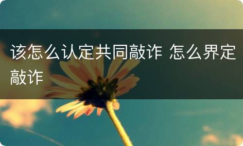 该怎么认定共同敲诈 怎么界定敲诈