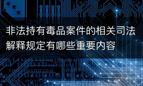 非法持有毒品案件的相关司法解释规定有哪些重要内容