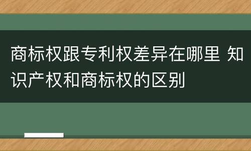 商标权跟专利权差异在哪里 知识产权和商标权的区别