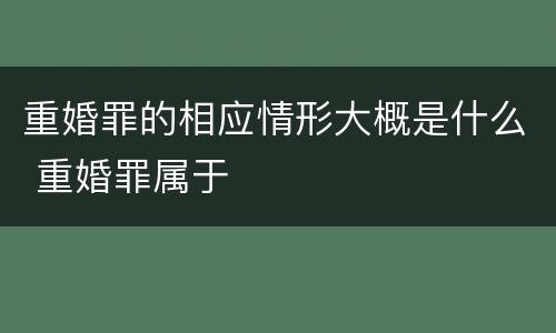 重婚罪的相应情形大概是什么 重婚罪属于