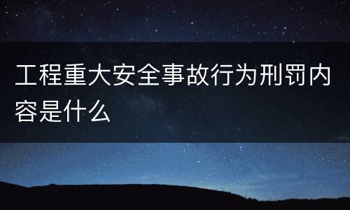工程重大安全事故行为刑罚内容是什么