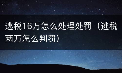 逃税16万怎么处理处罚（逃税两万怎么判罚）