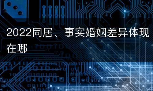 2022同居、事实婚姻差异体现在哪