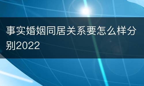 事实婚姻同居关系要怎么样分别2022