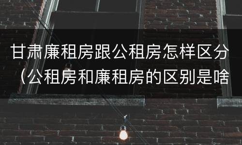 甘肃廉租房跟公租房怎样区分（公租房和廉租房的区别是啥）