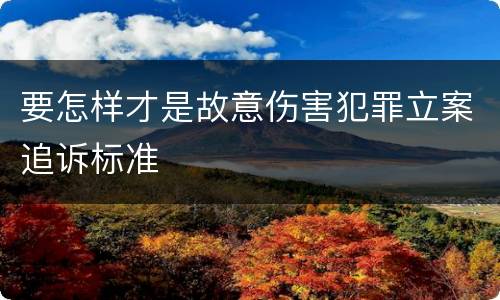 要怎样才是故意伤害犯罪立案追诉标准