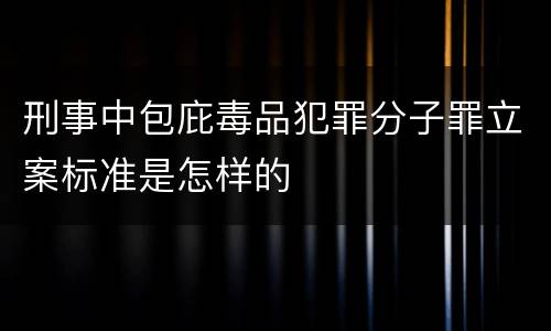 刑事中包庇毒品犯罪分子罪立案标准是怎样的