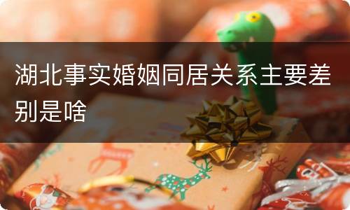 湖北事实婚姻同居关系主要差别是啥