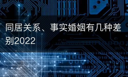 同居关系、事实婚姻有几种差别2022