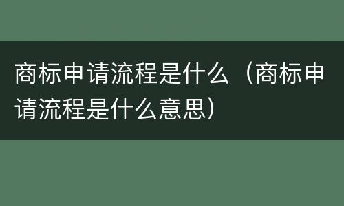 商标申请流程是什么（商标申请流程是什么意思）