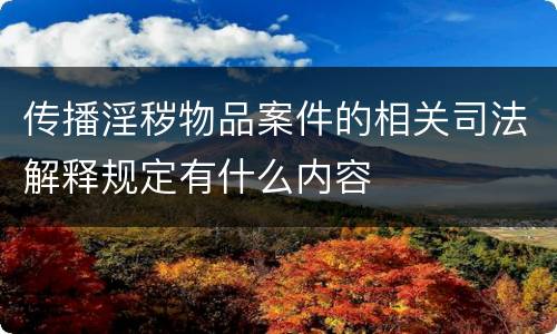传播淫秽物品案件的相关司法解释规定有什么内容