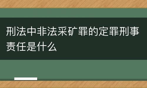 刑法中非法采矿罪的定罪刑事责任是什么